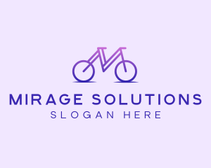 Purple Bicycle Letter M logo design