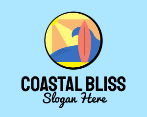 Retro Surfing Surfboard logo