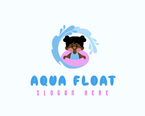 Swimming Splash Girl logo design