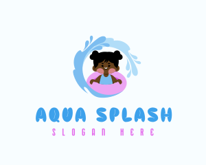 Swimming Splash Girl logo design