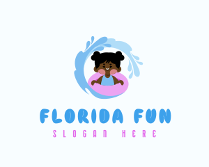 Swimming Splash Girl logo design