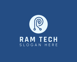 Blue Tech Letter R logo design