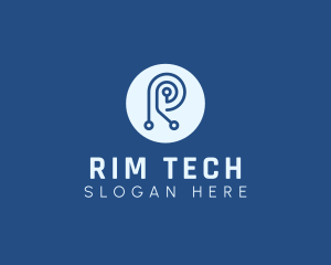 Blue Tech Letter R logo design