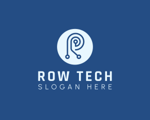 Blue Tech Letter R logo design