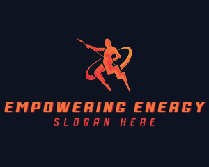 Lightning Spear Human  logo design