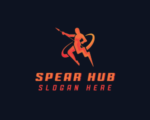 Lightning Spear Human  logo design