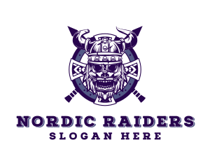 Viking Skull Shield Warrior logo design