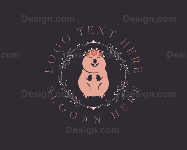 Cute Floral Quokka Logo