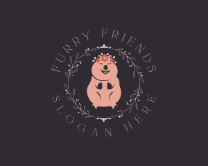 Cute Floral Quokka logo design