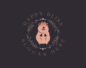 Cute Floral Quokka logo design