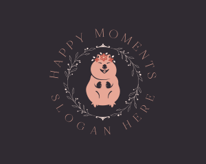 Cute Floral Quokka logo design