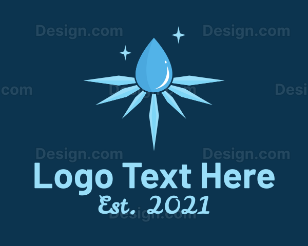 Water Drop Snowflake Logo