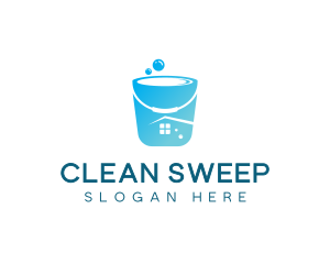 Bucket Home Cleaning Products logo design