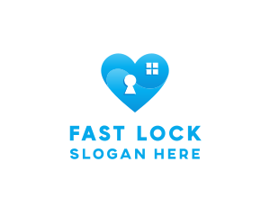 Blue Home Keyhole Heart logo design