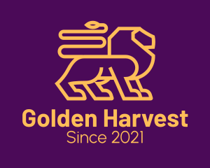 Golden Minimalist Lion logo design