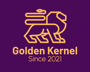 Golden Minimalist Lion logo design