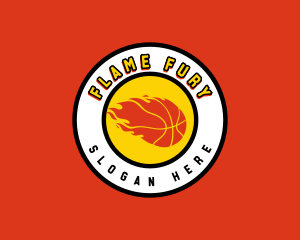 Flaming Basketball Varsity logo design