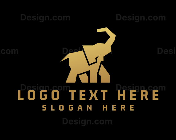 Gold Wild Elephant Logo