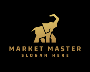 Gold Wild Elephant logo design