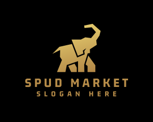 Gold Wild Elephant logo design