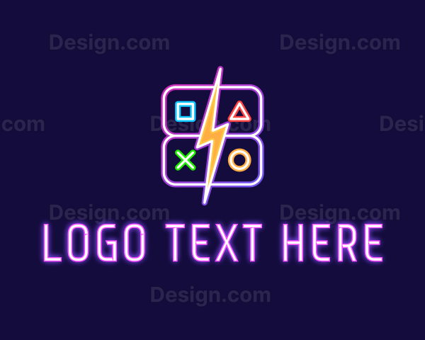 Neon Gamepad Button Gaming Logo