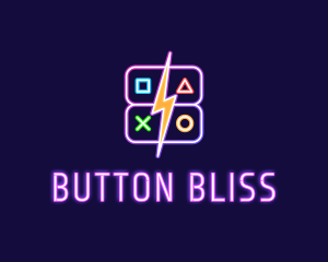 Neon Gamepad Button Gaming logo design