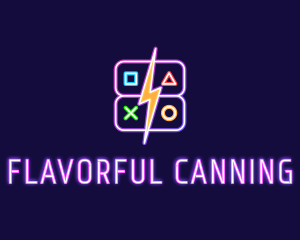 Neon Gamepad Button Gaming logo design