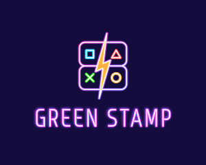 Neon Gamepad Button Gaming logo design