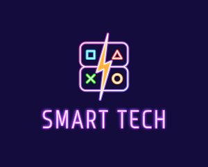 Neon Gamepad Button Gaming logo design