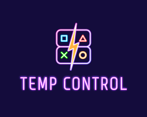 Neon Gamepad Button Gaming logo design