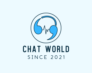 Quote Chat Headphones logo design