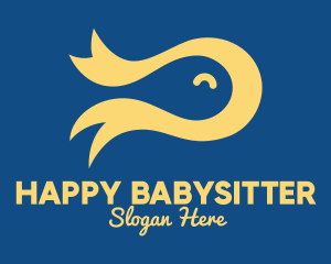 Happy Goldfish Fish  logo design