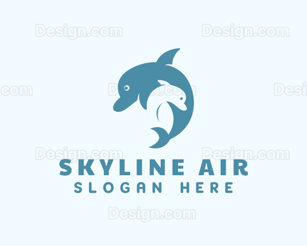 Aquatic Dolphin Animal Logo