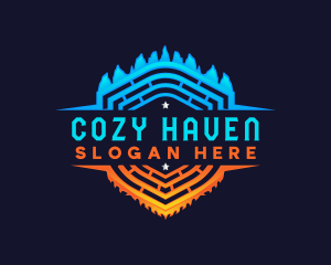 Heating Cooling Shield logo design