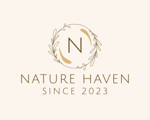 Organic Natural Leaf Wreath  logo design