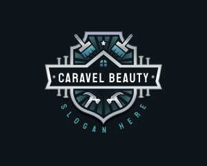 Carpentry Hammer Paintbrush logo design