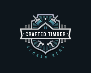 Carpentry Hammer Paintbrush logo design