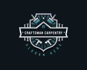 Carpentry Hammer Paintbrush logo design