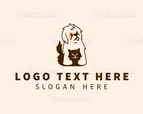 Cute Cat Dog Veterinary Logo