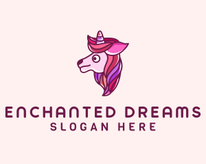 Cute Pink Unicorn logo design