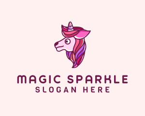 Cute Pink Unicorn logo design