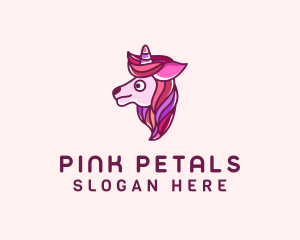 Cute Pink Unicorn logo design