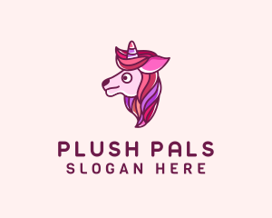 Cute Pink Unicorn logo design