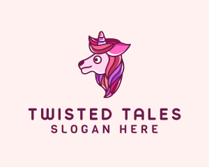 Cute Pink Unicorn logo design