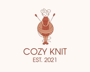 Yarn Knitting Woman logo design