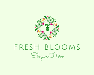 Floral Ornament Wreath  logo design