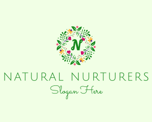 Floral Ornament Wreath  logo design