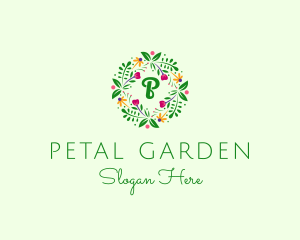 Floral Ornament Wreath  logo design