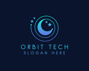 Moon Star Galaxy Orbit logo design