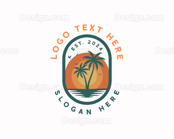 Sunset Tropical Island Logo